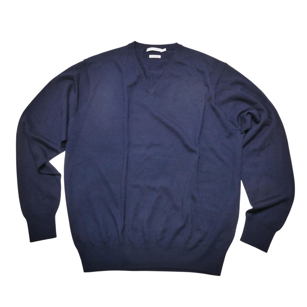 Peter Millar Sweater Mens XL Blue Extra Fine Merino Wool V Neck Knit Pullover